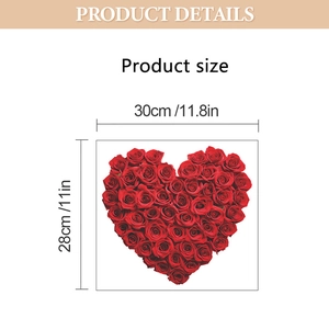 Schema delle dimensioni per l'adesivo murale a forma di cuore con rose rosse 30x28cm