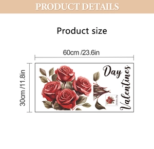 Dettaglio dell'adesivo murale con rose rosse per San Valentino con dimensioni sessanta per trenta cm