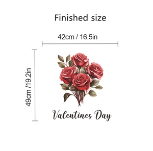 Dimensioni dettagliate dell'adesivo murale rosa rossa con scritta Valentines Day decor