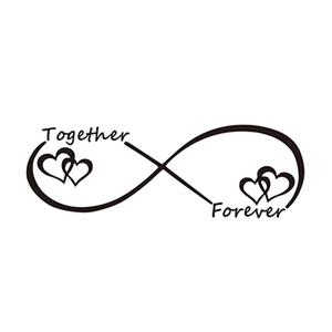Together Forever Unendlichkeitssymbol Wandtattoo mit vier Herzen für Schlafzimmer
