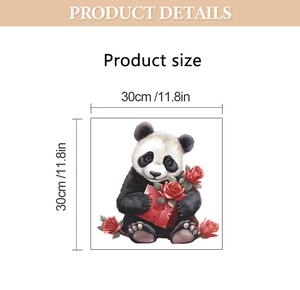Detail showing 30x30cm panda wall sticker size specifications for bathroom decor