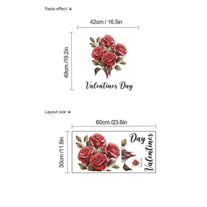 Adesivi murali con rose rosse romantiche per San Valentino con dimensioni di 49x42 cm