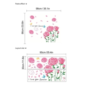 Pink rose wall stickers with butterflies and I Love You Forever quote for home decor