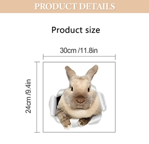 Guide des dimensions du sticker mural lapin 3D affichant 30cm de large et 24cm de haut