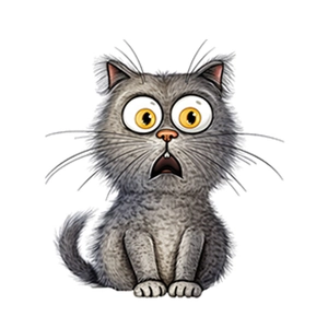 Funny gray kitten toilet sticker with large yellow eyes and surprised facial expression