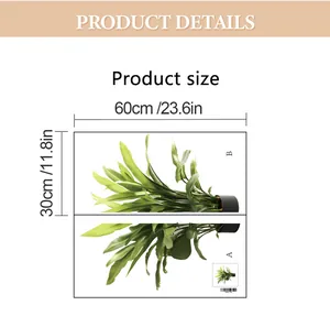 Detailed dimension chart for large green leaf wall stickers measuring 60 by 30 cm