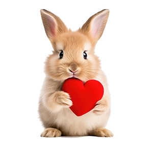 Cute Easter bunny wall sticker holding a red heart for home bathroom decoration