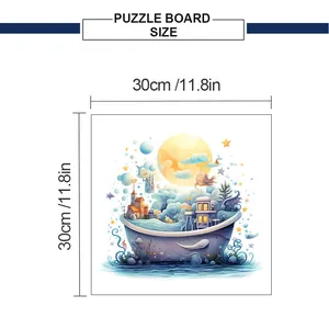 Detailed size chart showing 30cm square dimensions for the castle ship wall sticker