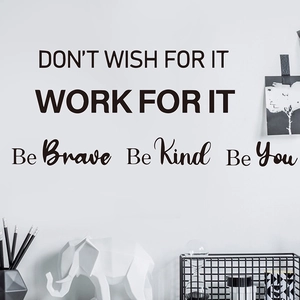 Detailed wall decal featuring motivational phrases in bold and handwritten fonts