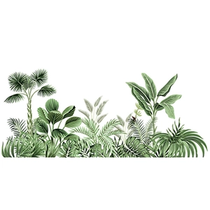 Self-adhesive tropical green leaf wall stickers with palm and monstera plant designs