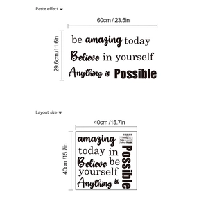 Detail view of motivational wall decals showing layout and compact sheet dimensions