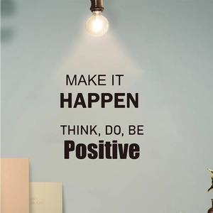 Detail of Make It Happen wall decal with spotlight effect for office and home decor
