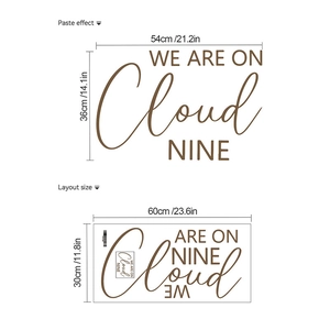 Adesivo murale We are on cloud nine marrone scuro con guida al layout e dimensioni