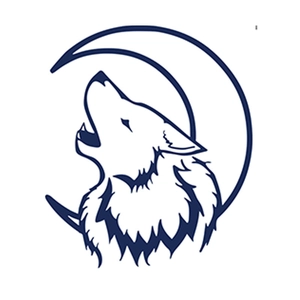 Navy blue howling wolf and crescent moon wall sticker for living room and bedroom decor