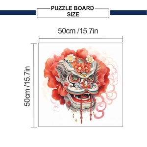 Tableau des tailles détaillé pour le puzzle carré danse du lion de 50cm par 50cm