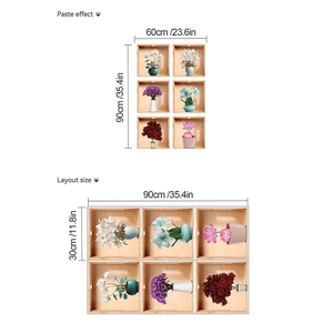 Adesivi murali 3D fiori in 6 griglie con dimensioni per la decorazione domestica