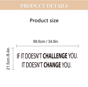 Detailed view of quote wall sticker with 88.6x21.5cm dimensions and vinyl lettering