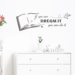 Removable PVC Wall Sticker Dream It Do It Inspirational Quote Book Paper Plane Star Decal For Living Room Bedroom Decor