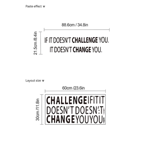 Inspirational quotes wall sticker with layout size and paste effect dimensions