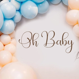Oh Baby Shower Wall Sticker PVC Removable Self Adhesive Artistic Lettering Decal For Baby Birthday Party Backdrop Decoration Black