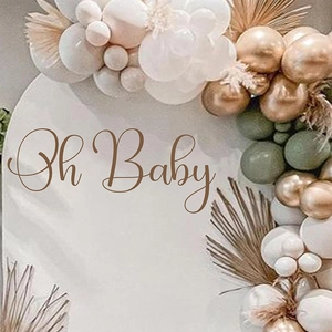 Boho Oh Baby shower wall decal with balloons and palm leaves for party background