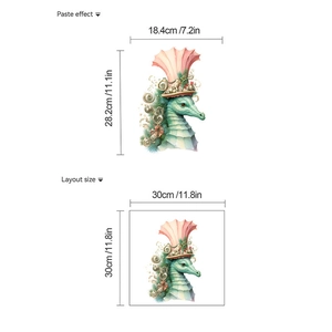 Creative seahorse wall sticker with coral hat for bathroom and toilet decoration