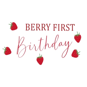 Affiche Berry First Birthday avec graphismes de fraises mignonnes pour décoration de fête