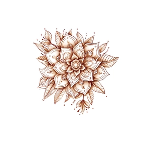 Mandala flower wall sticker with intricate dark brown floral patterns for living room decor