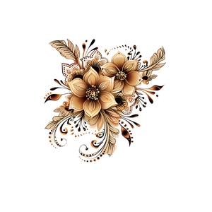 Elegant bronze mandala flower wall sticker with feathers for living room decor