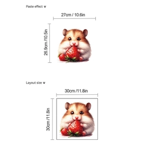 Detail showing the cartoon hamster wall sticker layout size and paste effect