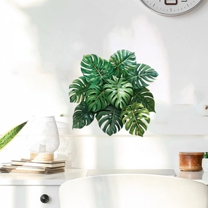 Tropical Monstera Green Leaf Wall Stickers PVC Removable Self-Adhesive Plant Decals For Living Room Home Office Decor