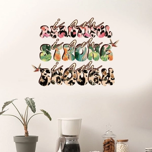 Self-adhesive PVC wall decal featuring floral and leopard print inspirational quotes