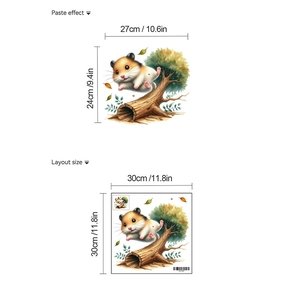 Detailed size chart showing layout and paste dimensions for cartoon mouse wall stickers