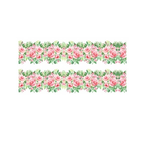 Stickers muraux fleurs de roses roses avec feuilles vertes pour décoration d'intérieur