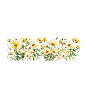Watercolor yellow and white daisy wall stickers for living room decor and floral wall art