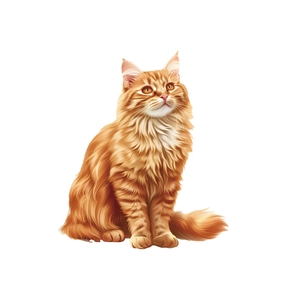 Removable orange fluffy cat PVC wall sticker for living room bedroom home decor