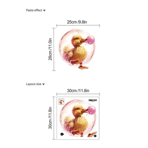 Cartoon duck blowing bubbles wall sticker for bedroom with layout and paste size effect