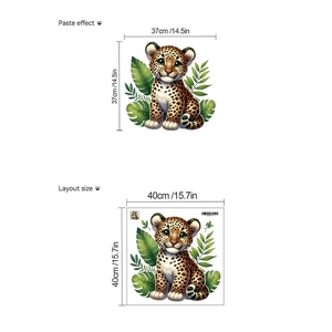 Detail der Layout-Maße und des Klebeeffekts für Leoparden-Wandtattoos
