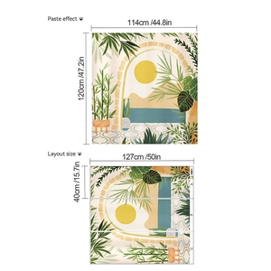 Bohemian wall decal layout showing layout size and tropical landscape paste effect