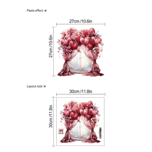 Detail showing layout and paste size for heart balloon window wall sticker