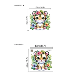 Detailansicht der Cartoon Tiger Wandaufkleber mit 37x35cm fertiger Klebegröße im Layout