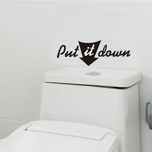 Autocollant de Couvercle de Toilette Put It Down en PVC Imperméable Noir Minimaliste Amovible Déco Salle de Bain Stickers