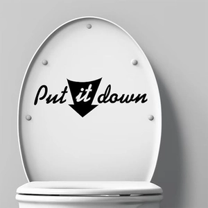 Sticker mural noir 'Put it down' pour abattant de toilette avec flèche décorative