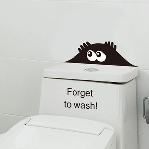 Funny Monster Peek Eyes Forget To Wash English Phrase Toilet Lid Sticker Removable PVC Waterproof Bathroom Home Decor Wall Art