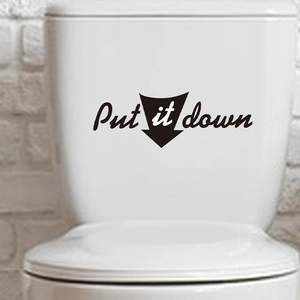 Autocollant de toilette Put it down en vinyle noir avec flèche directionnelle