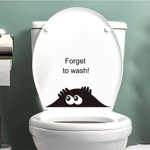 Cartoon monster wall sticker with 'Forget to wash!' text for bathroom toilet lid decoration