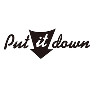Sticker mural minimaliste 'Put it down' avec flèche noire pour décoration de toilettes