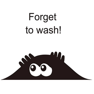Cartoon monster toilet sticker with 'Forget to wash!' text for bathroom decor