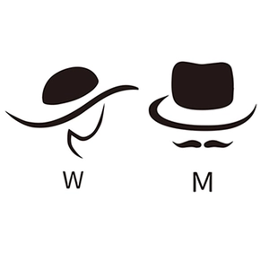 Minimalist black PVC toilet stickers featuring silhouettes of male and female hat icons