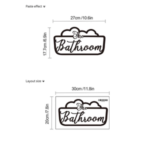 Self-adhesive black vinyl bathroom wall decal with artistic cloud frame, 27x17.7cm size